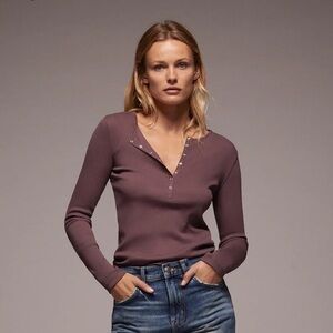 Zara Mauve Long Sleeve Henley Top